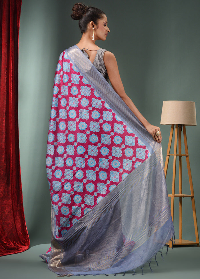 Magenta Dupion Silk Saree With Blouse Piece - Indian Silk House Agencies