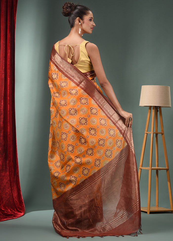 Yellow Dupion Silk Saree With Blouse Piece - Indian Silk House Agencies