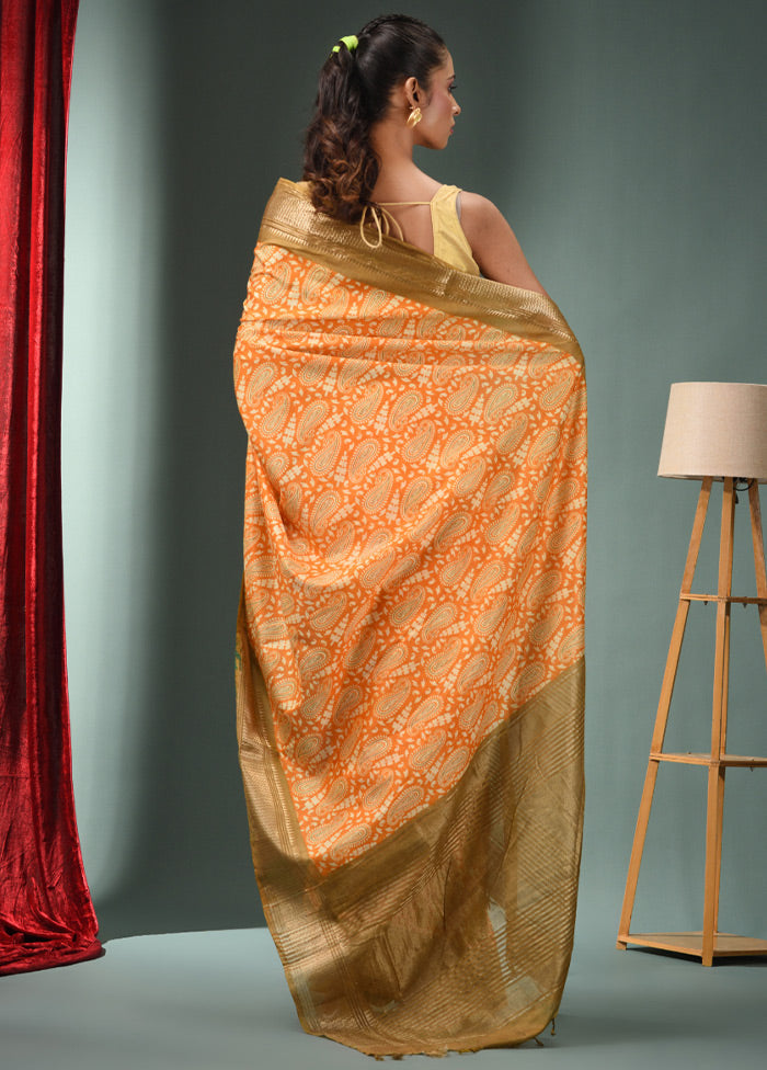 Yellow Dupion Silk Saree With Blouse Piece - Indian Silk House Agencies