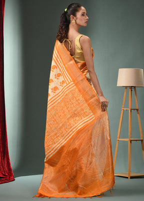 Yellow Dupion Silk Saree With Blouse Piece - Indian Silk House Agencies