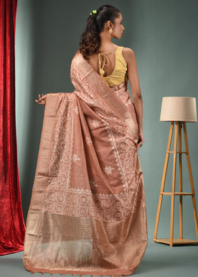 Brown Dupion Silk Saree With Blouse Piece - Indian Silk House Agencies