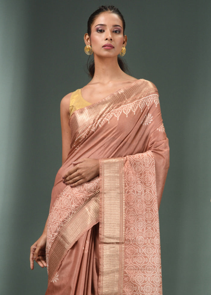 Brown Dupion Silk Saree With Blouse Piece - Indian Silk House Agencies