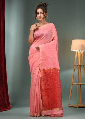 Pink Dupion Pure Silk Saree With Blouse Piece - Indian Silk House Agencies