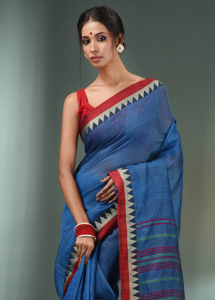 Blue Silk Saree With Blouse Piece - Indian Silk House Agencies