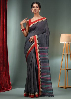 Grey Silk Saree With Blouse Piece - Indian Silk House Agencies