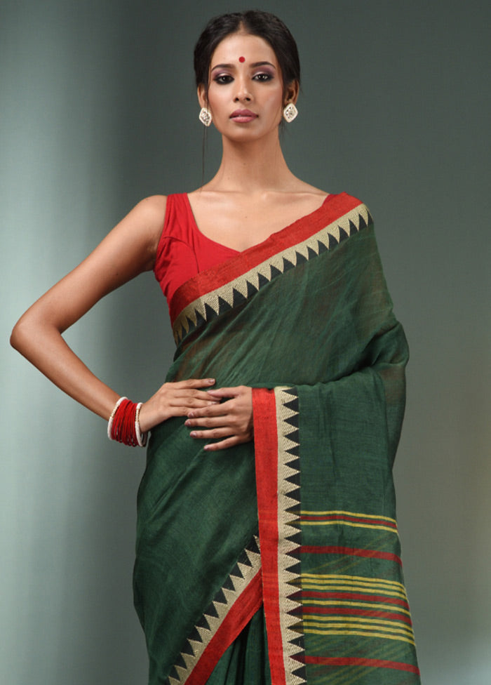 Green Silk Saree With Blouse Piece - Indian Silk House Agencies