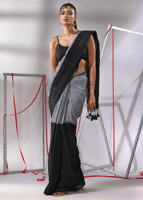 Black Cotton Saree With Blouse Piece