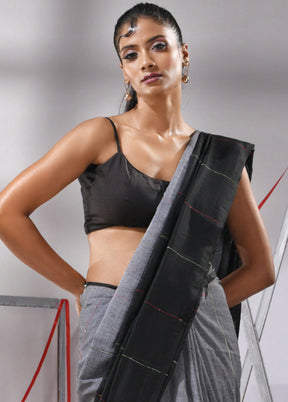 Black Cotton Saree With Blouse Piece