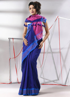 Blue Cotton Saree With Blouse Piece - Indian Silk House Agencies