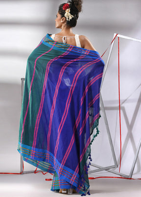 Blue Cotton Saree With Blouse Piece - Indian Silk House Agencies