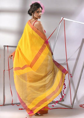 Yellow Cotton Saree With Blouse Piece - Indian Silk House Agencies