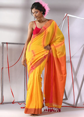 Yellow Cotton Saree With Blouse Piece - Indian Silk House Agencies