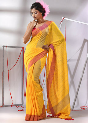 Yellow Cotton Saree With Blouse Piece - Indian Silk House Agencies