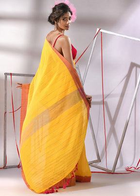 Yellow Cotton Saree With Blouse Piece - Indian Silk House Agencies