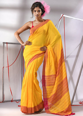 Yellow Cotton Saree With Blouse Piece - Indian Silk House Agencies