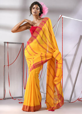 Yellow Cotton Saree With Blouse Piece - Indian Silk House Agencies