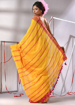 Yellow Cotton Saree With Blouse Piece - Indian Silk House Agencies