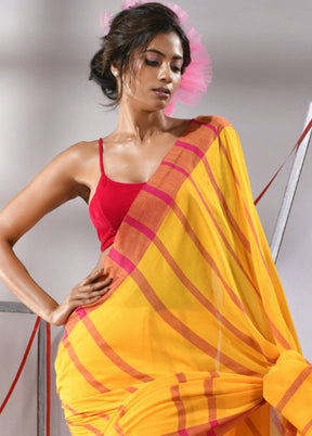 Yellow Cotton Saree With Blouse Piece - Indian Silk House Agencies