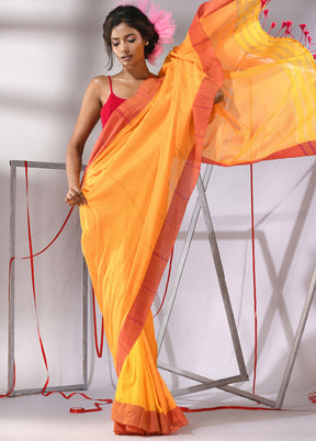 Yellow Cotton Saree With Blouse Piece - Indian Silk House Agencies