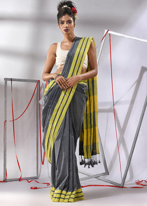 Grey Cotton Saree With Blouse Piece - Indian Silk House Agencies