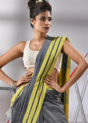 Grey Cotton Saree With Blouse Piece - Indian Silk House Agencies