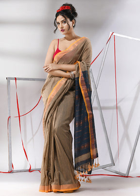 Cream Cotton Saree With Blouse Piece - Indian Silk House Agencies