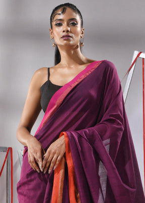 Magenta Cotton Saree With Blouse Piece - Indian Silk House Agencies