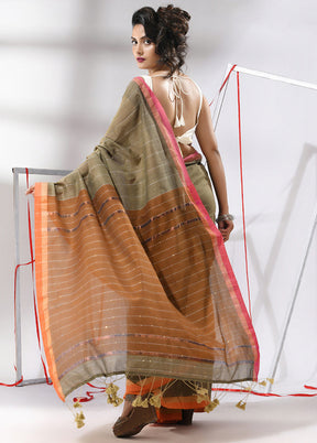 Beige Cotton Saree With Blouse Piece - Indian Silk House Agencies