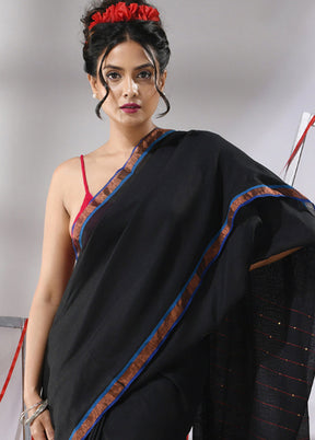 Black Cotton Saree With Blouse Piece - Indian Silk House Agencies