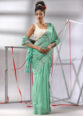 Sea Green Cotton Saree With Blouse Piece - Indian Silk House Agencies