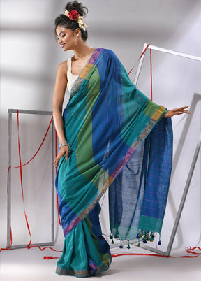 Multicolor Cotton Saree With Blouse Piece - Indian Silk House Agencies