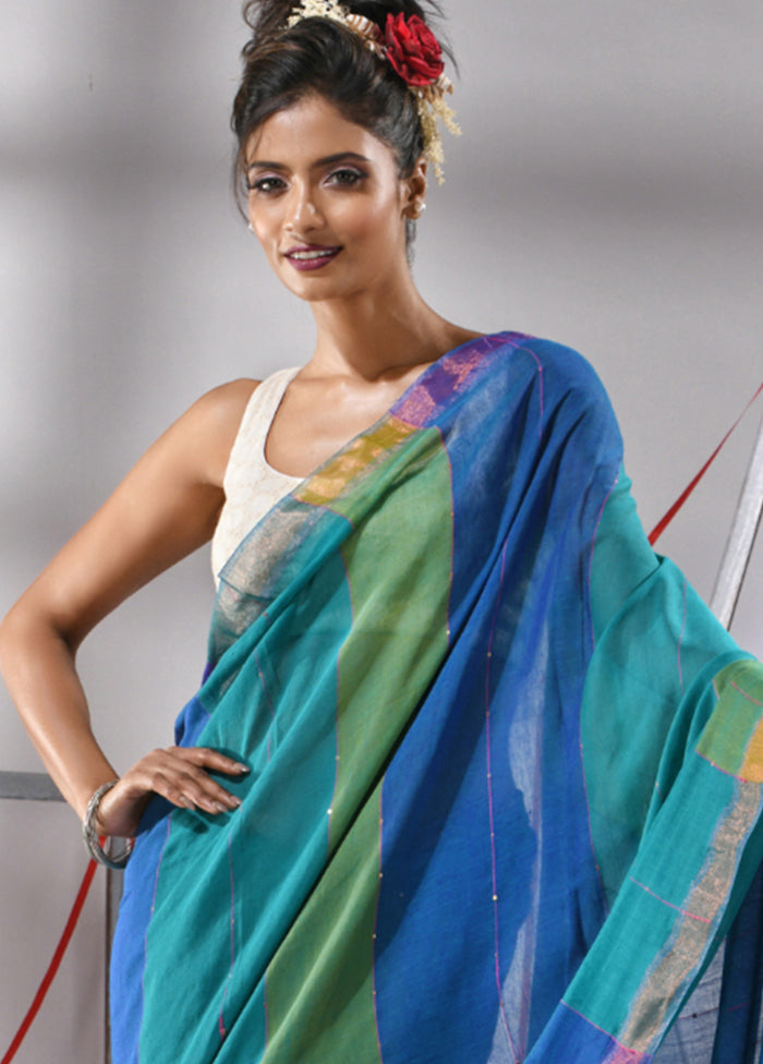 Multicolor Cotton Saree With Blouse Piece - Indian Silk House Agencies