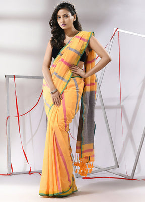 Yellow Cotton Saree With Blouse Piece - Indian Silk House Agencies