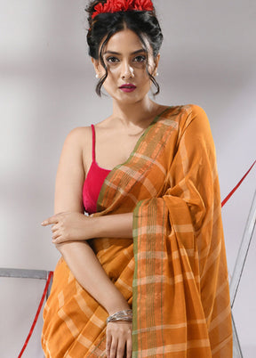 Yellow Cotton Saree With Blouse Piece - Indian Silk House Agencies