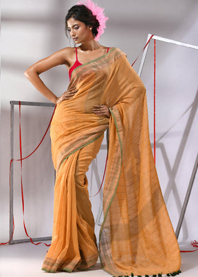 Beige Cotton Saree With Blouse Piece - Indian Silk House Agencies