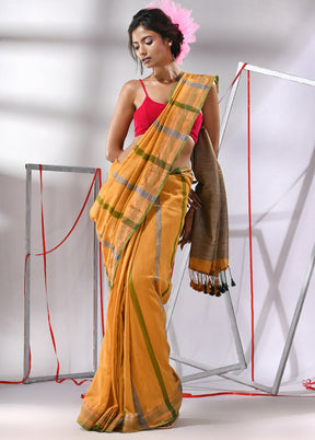 Yellow Cotton Saree With Blouse Piece - Indian Silk House Agencies