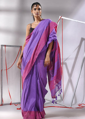 Violet Cotton Saree With Blouse Piece - Indian Silk House Agencies