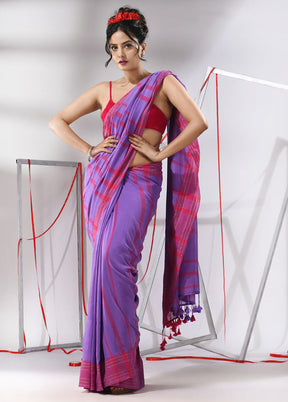 Violet Cotton Saree With Blouse Piece - Indian Silk House Agencies