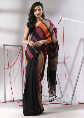 Black Cotton Saree With Blouse Piece - Indian Silk House Agencies