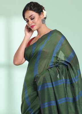 Green Cotton Saree With Blouse Piece - Indian Silk House Agencies