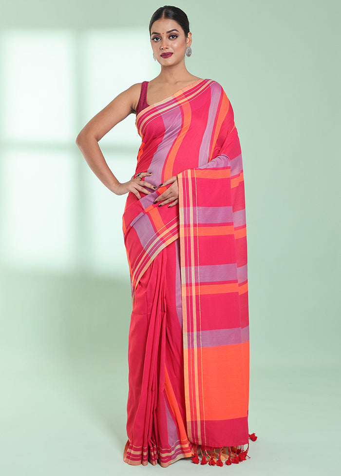 Pink Cotton Saree With Blouse Piece