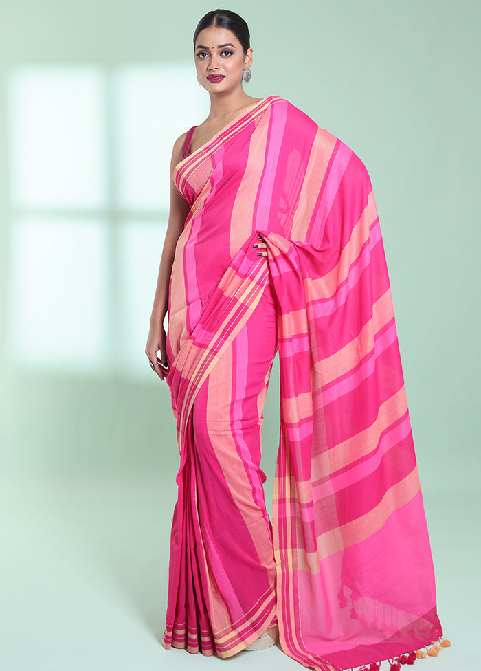 Pink Cotton Saree With Blouse Piece