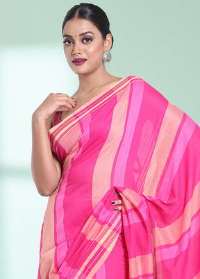 Pink Cotton Saree With Blouse Piece