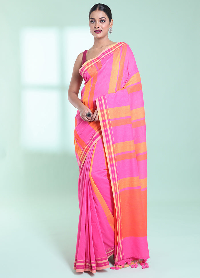 Pink Cotton Saree With Blouse Piece