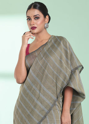 Beige Cotton Saree With Blouse Piece