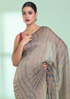 Beige Cotton Saree With Blouse Piece