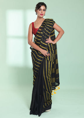 Black Cotton Saree With Blouse Piece