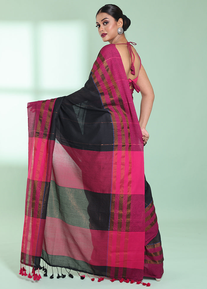 Black Cotton Saree With Blouse Piece