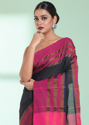 Black Cotton Saree With Blouse Piece