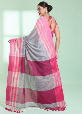 Grey Cotton Saree With Blouse Piece